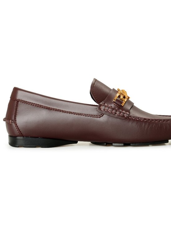 Versace Men\'s Burgundy 100% Leather Gold Medusa Driver Loafers Shoes US 11 IT 44 main image 5